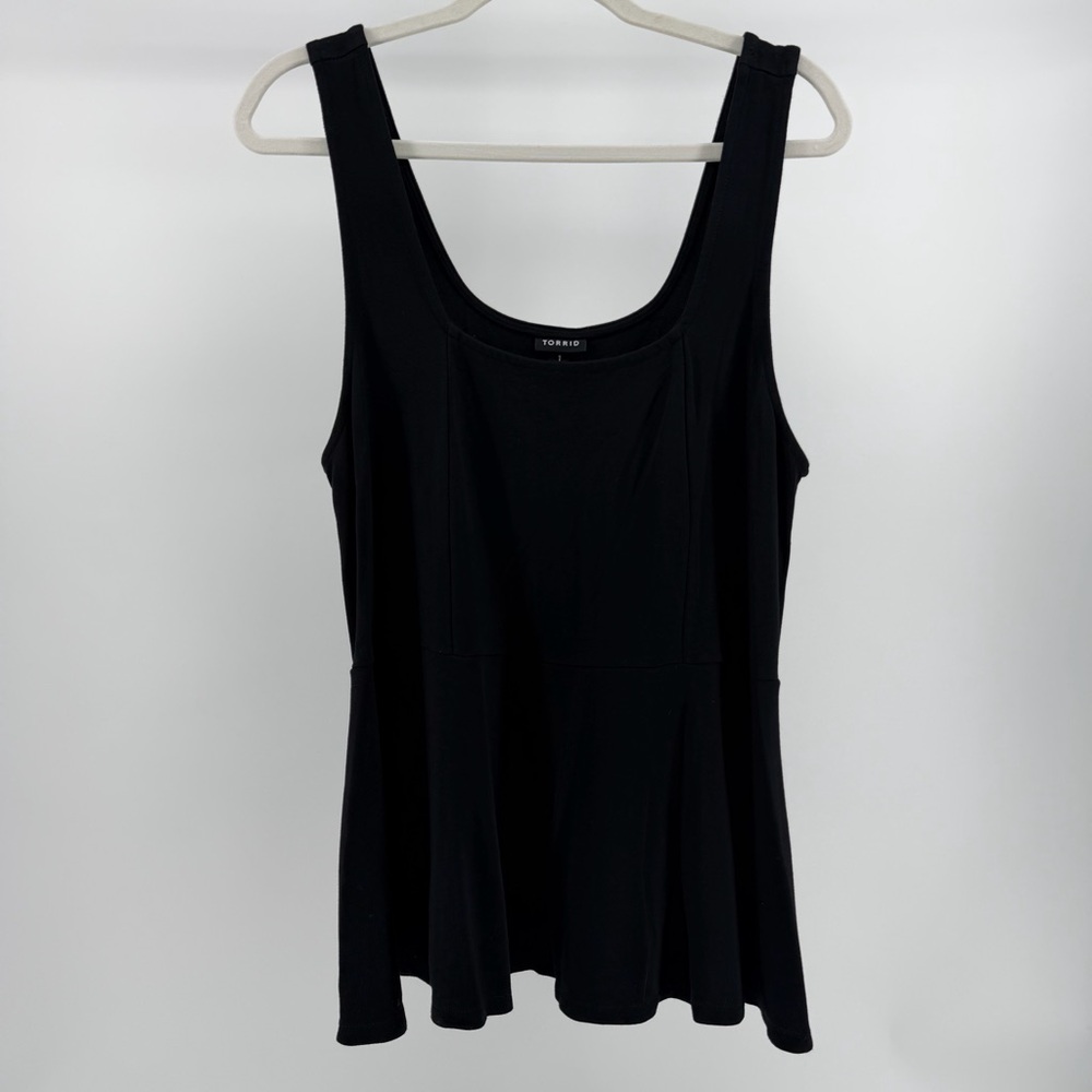 Torrid Black Stretch Knit Peplum Hem Tank Top, Women's 1X